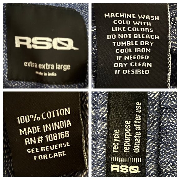 RSQ Mens Blue Long Sleeve Button-Down Shirt XXL 100% Cotton office casual comfy - Picture 8 of 16
